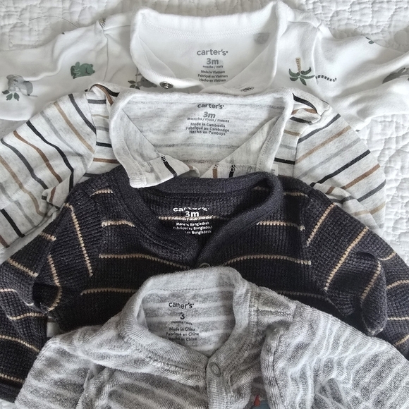 Carter's Baby Unisex Button Footed Sleeper Footies Pajamas 3 Months - Picture 4 of 6